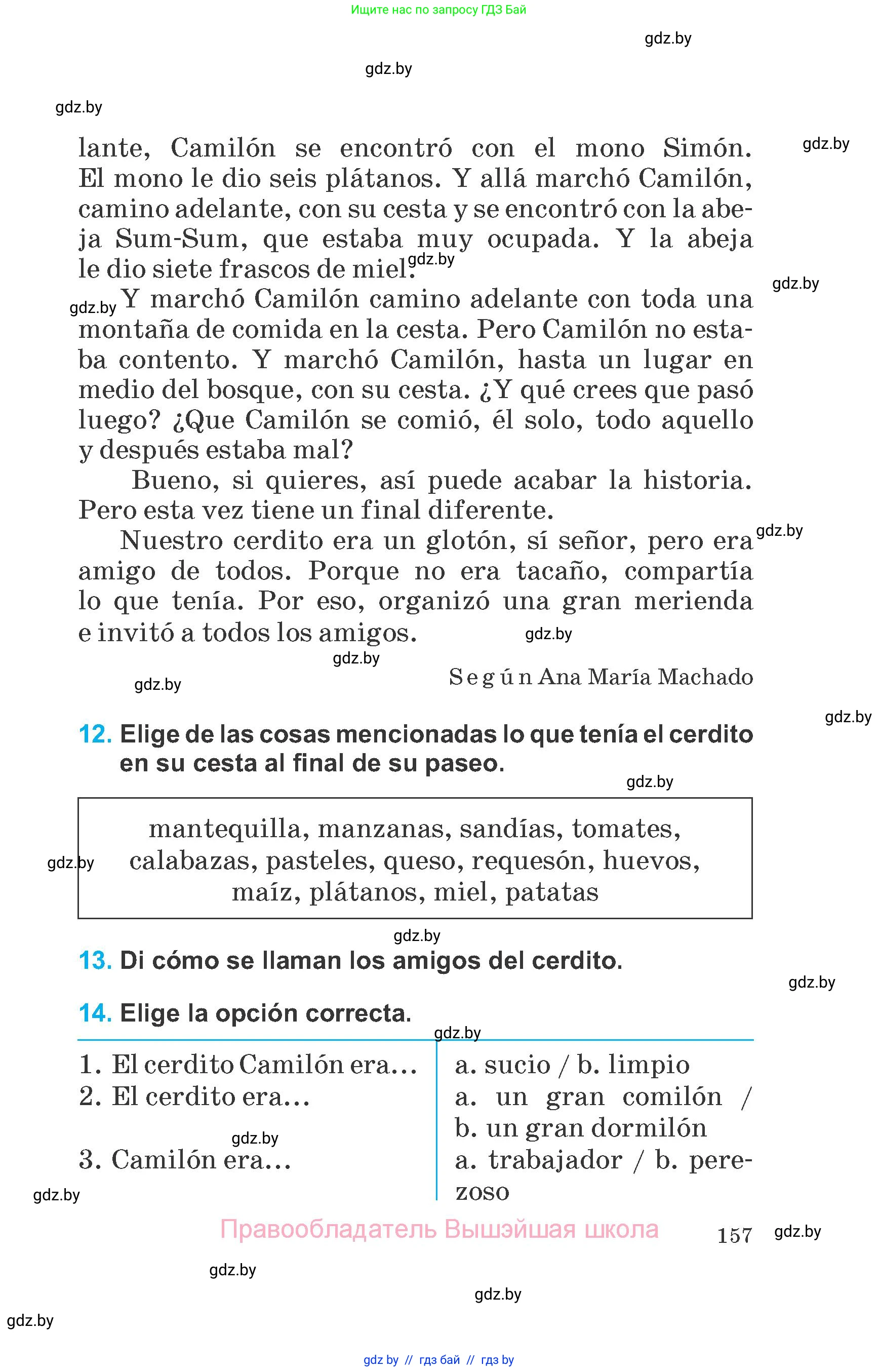 Испанский язык, 6 класс Учебник, автор: Гриневич Елена Карловна, издательство Вышэйшая школа, Минск, 2016, зелёного цвета, страница 157