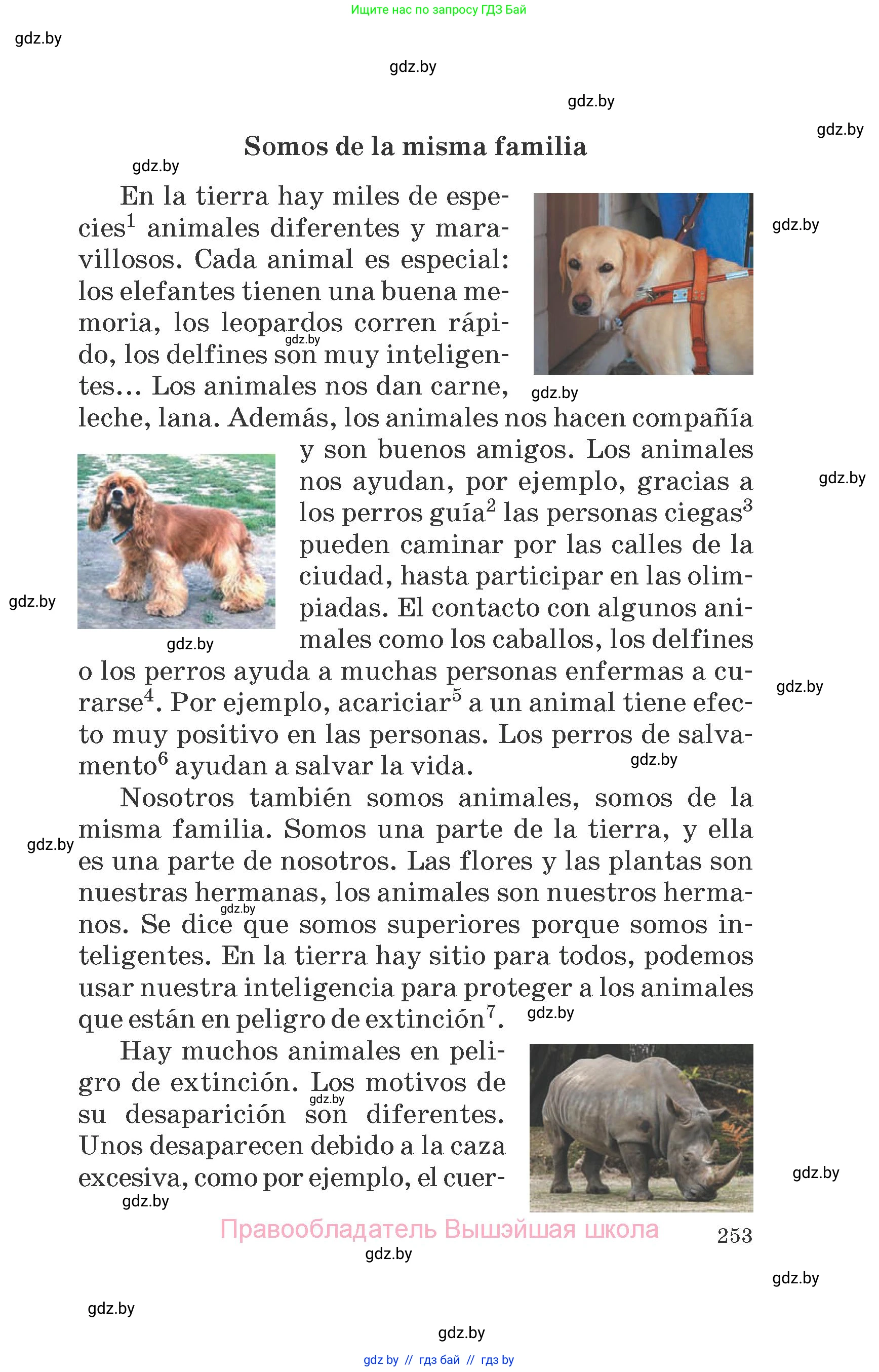 Испанский язык, 6 класс Учебник, автор: Гриневич Елена Карловна, издательство Вышэйшая школа, Минск, 2016, зелёного цвета, страница 253