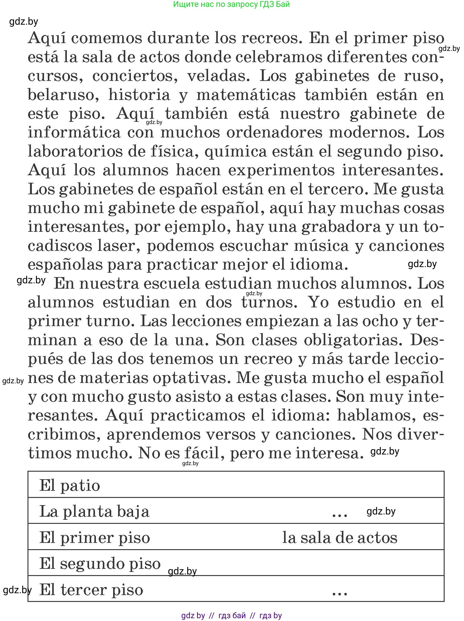 Испанский язык, 6 класс Учебник, автор: Гриневич Елена Карловна, издательство Вышэйшая школа, Минск, 2016, зелёного цвета, страница 43, номер 10, Условие (продолжение 2)