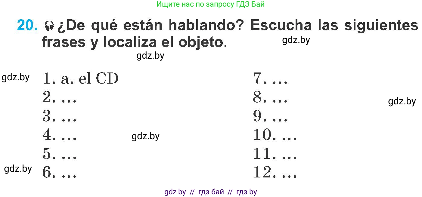Испанский язык, 6 класс Учебник, автор: Гриневич Елена Карловна, издательство Вышэйшая школа, Минск, 2016, зелёного цвета, страница 80, номер 20, Условие