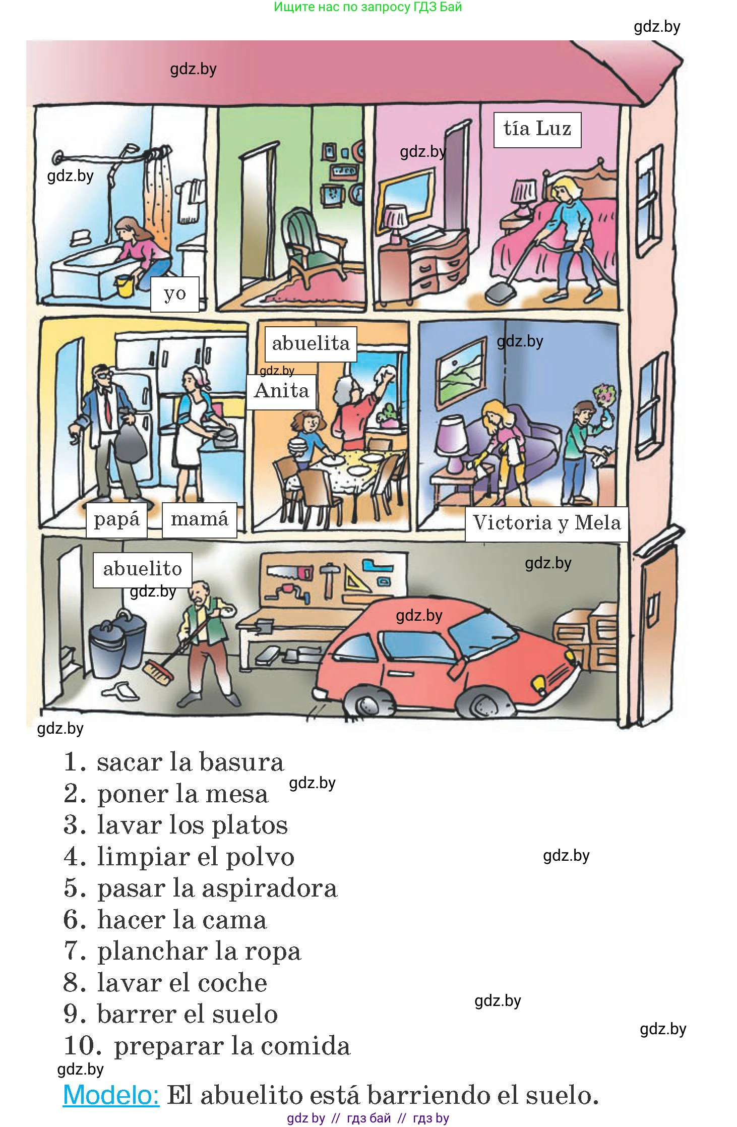 Испанский язык, 6 класс Учебник, автор: Гриневич Елена Карловна, издательство Вышэйшая школа, Минск, 2016, зелёного цвета, страница 124, номер 11, Условие (продолжение 2)