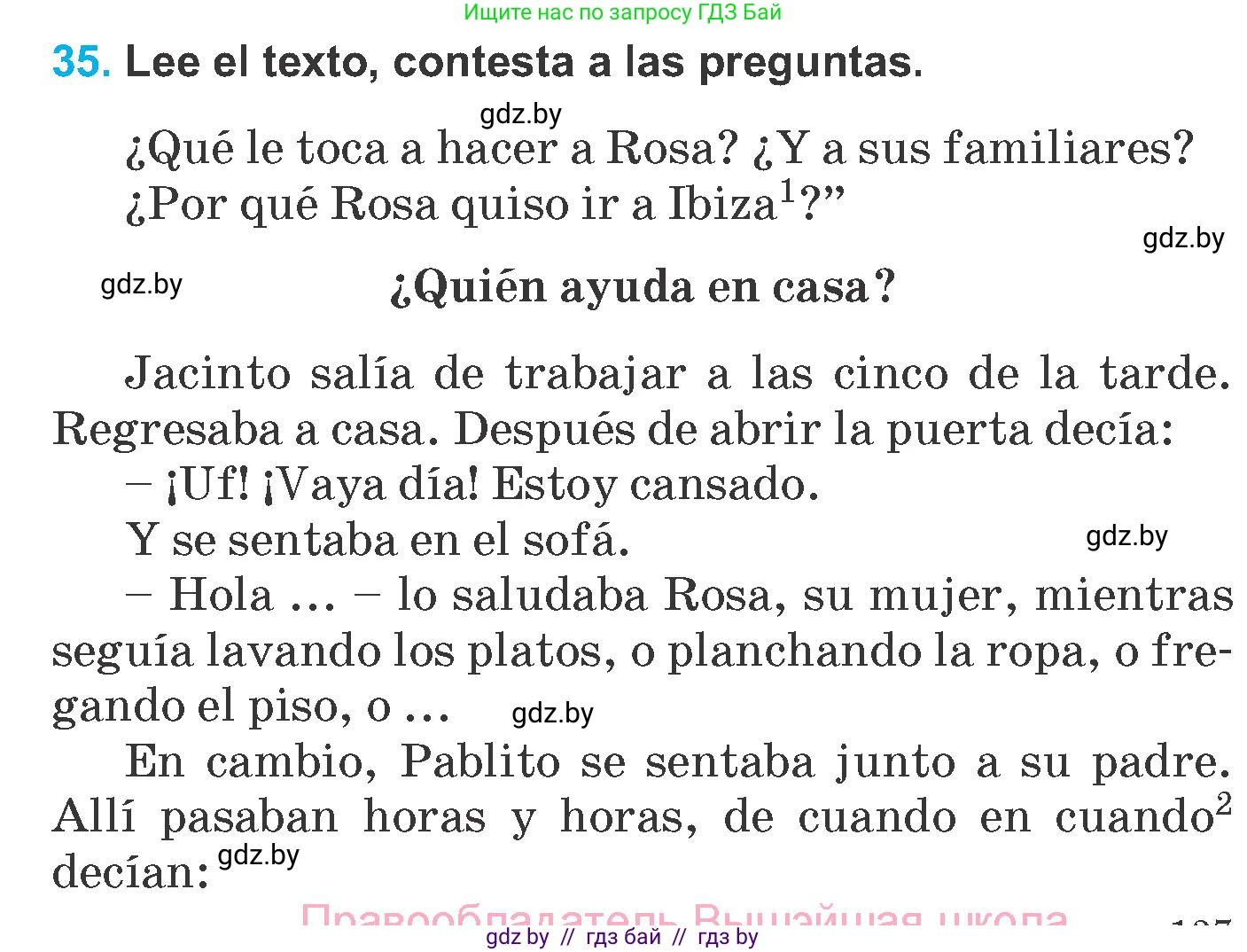 Испанский язык, 6 класс Учебник, автор: Гриневич Елена Карловна, издательство Вышэйшая школа, Минск, 2016, зелёного цвета, страница 137, номер 35, Условие