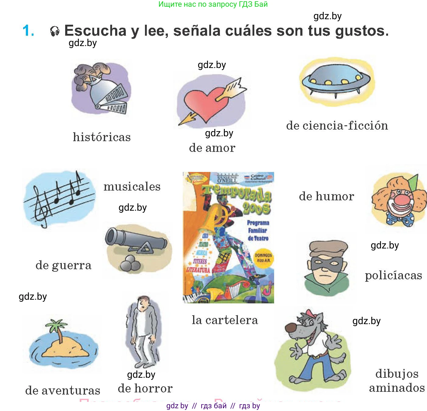 Испанский язык, 6 класс Учебник, автор: Гриневич Елена Карловна, издательство Вышэйшая школа, Минск, 2016, зелёного цвета, страница 168, номер 1, Условие