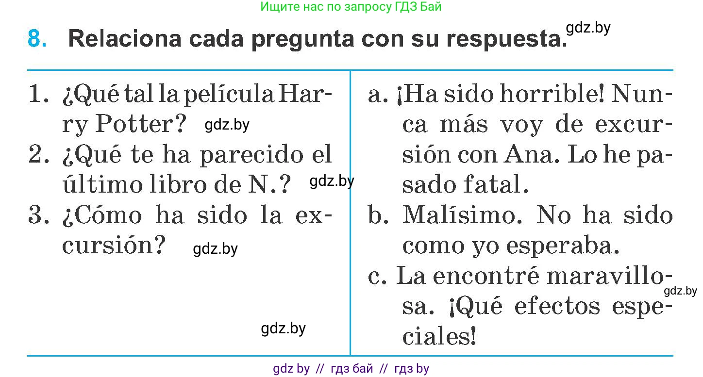 Испанский язык, 6 класс Учебник, автор: Гриневич Елена Карловна, издательство Вышэйшая школа, Минск, 2016, зелёного цвета, страница 172, номер 8, Условие
