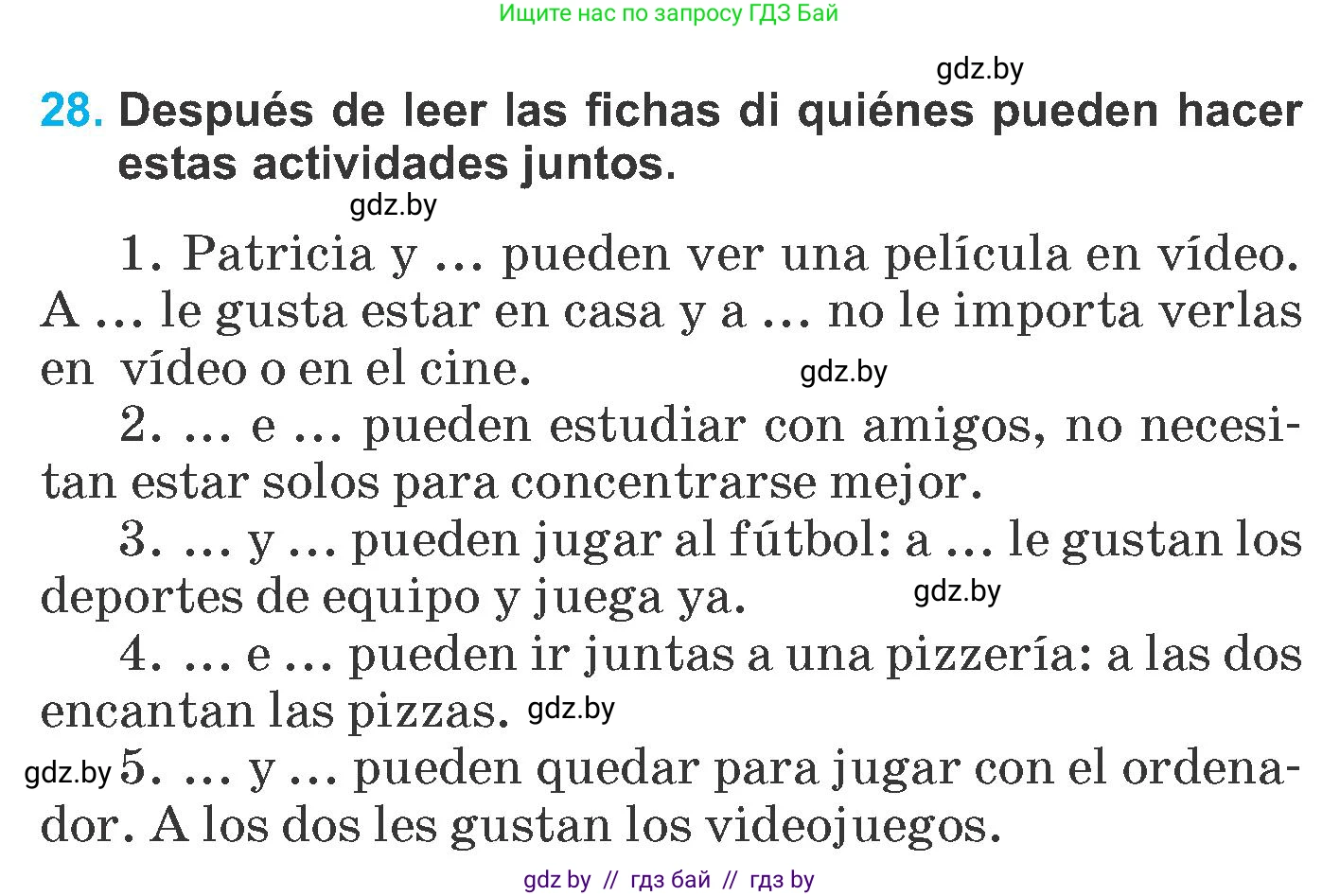 Испанский язык, 6 класс Учебник, автор: Гриневич Елена Карловна, издательство Вышэйшая школа, Минск, 2016, зелёного цвета, страница 193, номер 28, Условие