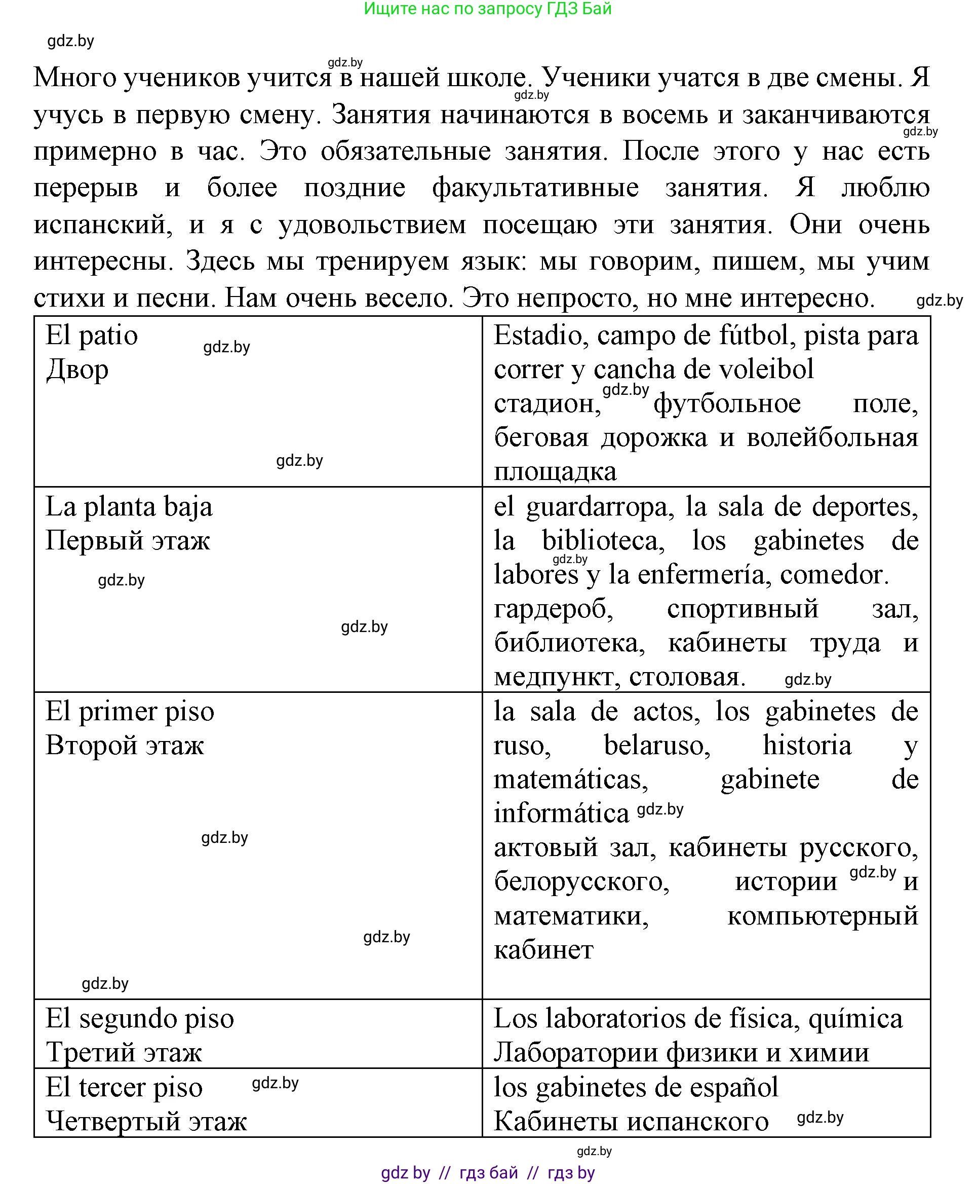 Испанский язык, 6 класс Учебник, автор: Гриневич Елена Карловна, издательство Вышэйшая школа, Минск, 2016, зелёного цвета, страница 43, номер 10, Решение (продолжение 2)