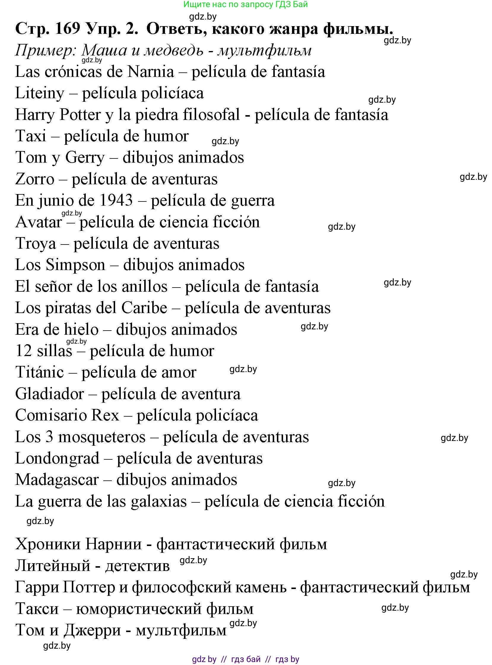 Испанский язык, 6 класс Учебник, автор: Гриневич Елена Карловна, издательство Вышэйшая школа, Минск, 2016, зелёного цвета, страница 169, номер 2, Решение