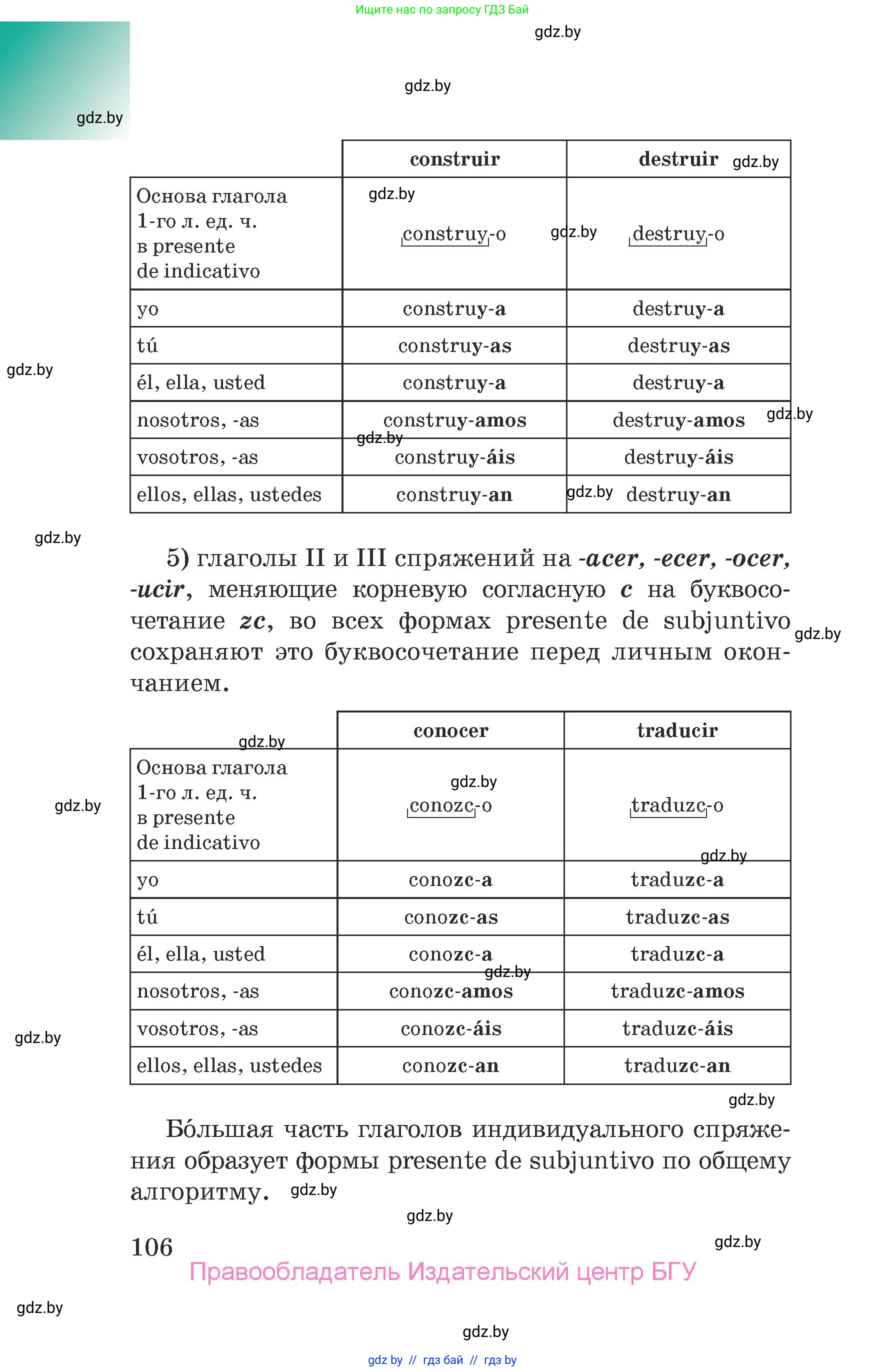 Испанский язык, 7 класс Учебник, авторы: Цыбулева Татьяна Эдуардовна, Пушкина Ольга Александровна, Карпиевич Галина Константиновна, издательство Издательский центр БГУ, Минск, 2019, бирюзового цвета, Часть 2, страница 106
