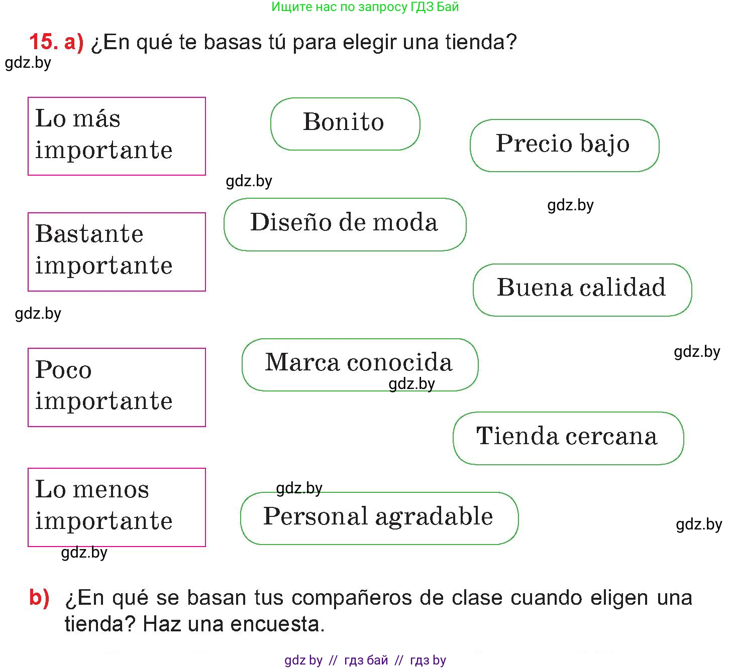 Испанский язык, 7 класс Учебник, авторы: Цыбулева Татьяна Эдуардовна, Пушкина Ольга Александровна, Карпиевич Галина Константиновна, издательство Издательский центр БГУ, Минск, 2019, бирюзового цвета, Часть 2, страница 62, номер 15, Условие
