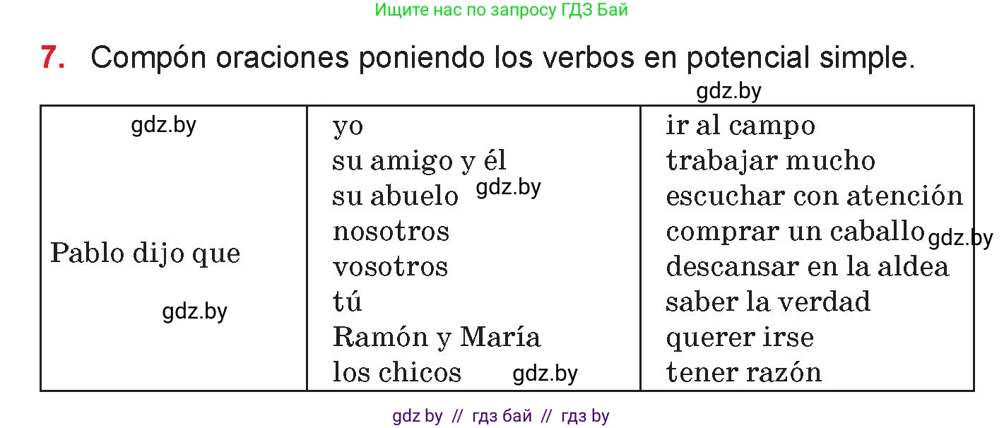 Испанский язык, 7 класс Учебник, авторы: Цыбулева Татьяна Эдуардовна, Пушкина Ольга Александровна, Карпиевич Галина Константиновна, издательство Издательский центр БГУ, Минск, 2019, бирюзового цвета, Часть 2, страница 176, номер 7, Условие