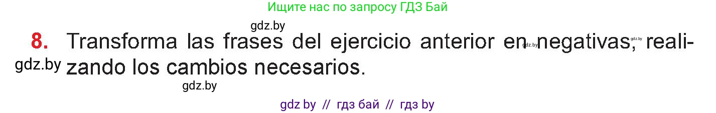 Испанский язык, 7 класс Учебник, авторы: Цыбулева Татьяна Эдуардовна, Пушкина Ольга Александровна, Карпиевич Галина Константиновна, издательство Издательский центр БГУ, Минск, 2019, бирюзового цвета, Часть 2, страница 183, номер 8, Условие