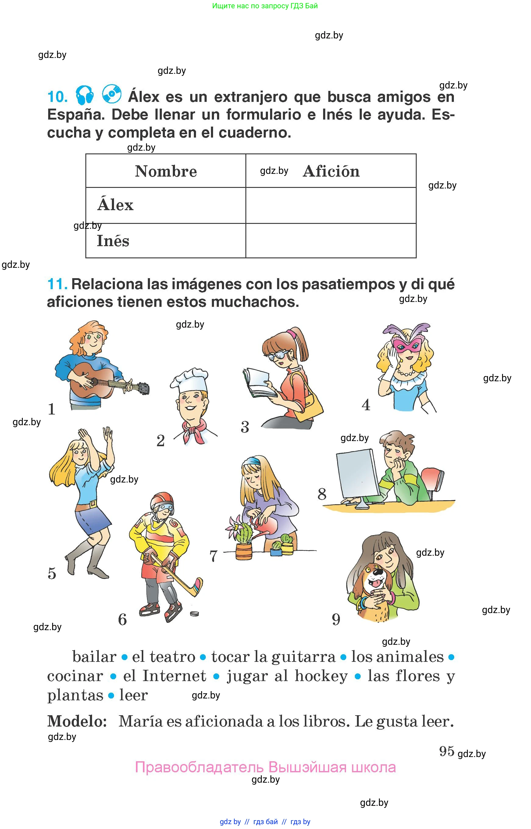 Испанский язык, 7 класс Учебник, автор: Гриневич Елена Карловна, издательство Вышэйшая школа, Минск, 2017, оранжевого цвета, страница 95
