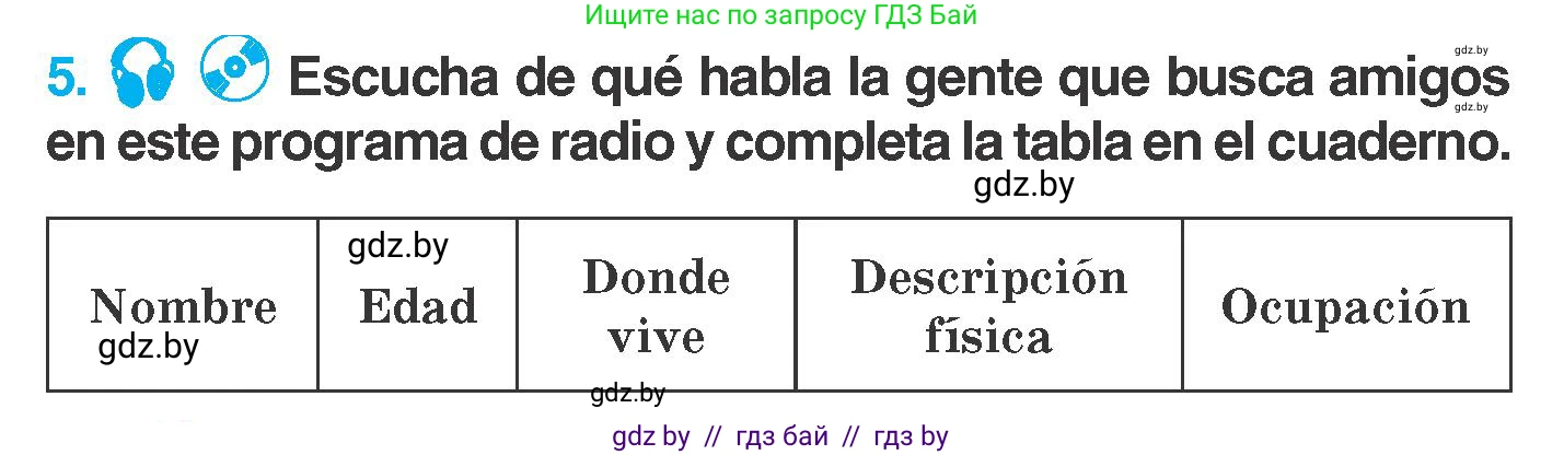 Испанский язык, 7 класс Учебник, автор: Гриневич Елена Карловна, издательство Вышэйшая школа, Минск, 2017, оранжевого цвета, страница 93, номер 5, Условие