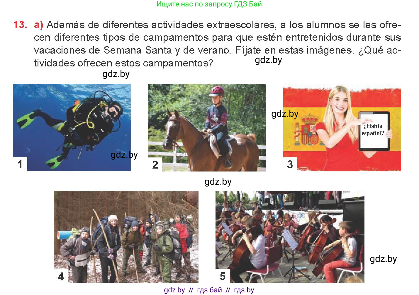 Испанский язык, 8 класс Учебник, авторы: Цыбулева Татьяна Эдуардовна, Пушкина Ольга Александровна, издательство Издательский центр БГУ, Минск, 2016, оранжевого цвета, страница 33, номер 13, Условие