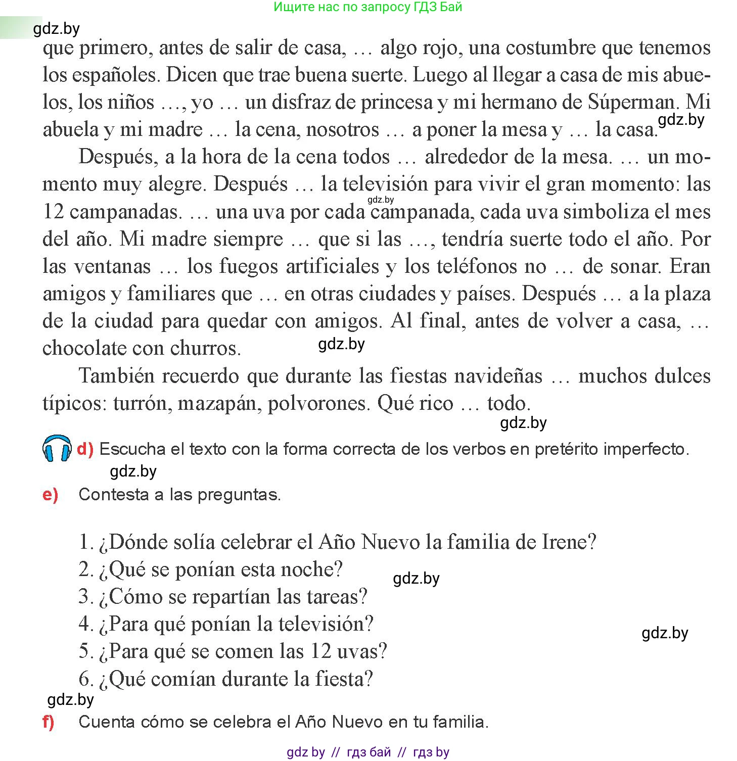 Испанский язык, 8 класс Учебник, авторы: Цыбулева Татьяна Эдуардовна, Пушкина Ольга Александровна, издательство Издательский центр БГУ, Минск, 2016, оранжевого цвета, страница 83, номер 12, Условие (продолжение 2)