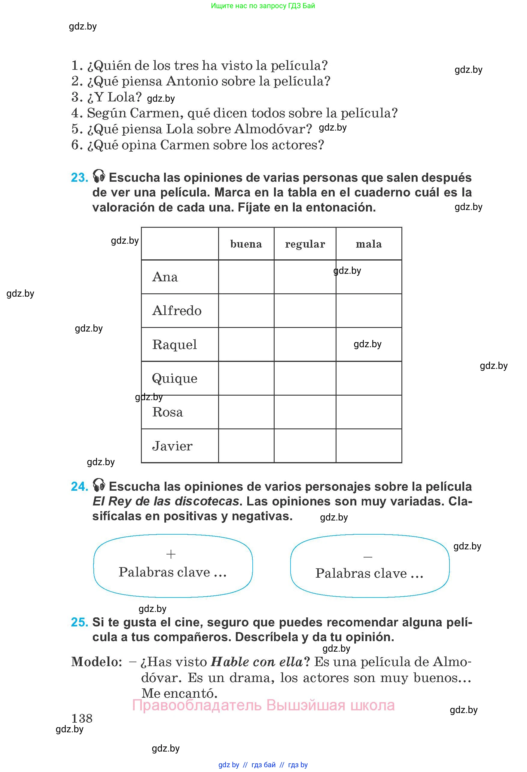 Испанский язык, 8 класс Учебник, автор: Гриневич Елена Карловна, издательство Вышэйшая школа, Минск, 2011, оранжевого цвета, страница 138