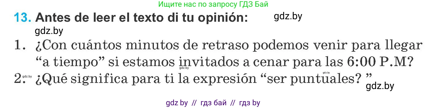 Испанский язык, 8 класс Учебник, автор: Гриневич Елена Карловна, издательство Вышэйшая школа, Минск, 2011, оранжевого цвета, страница 169, номер 13, Условие