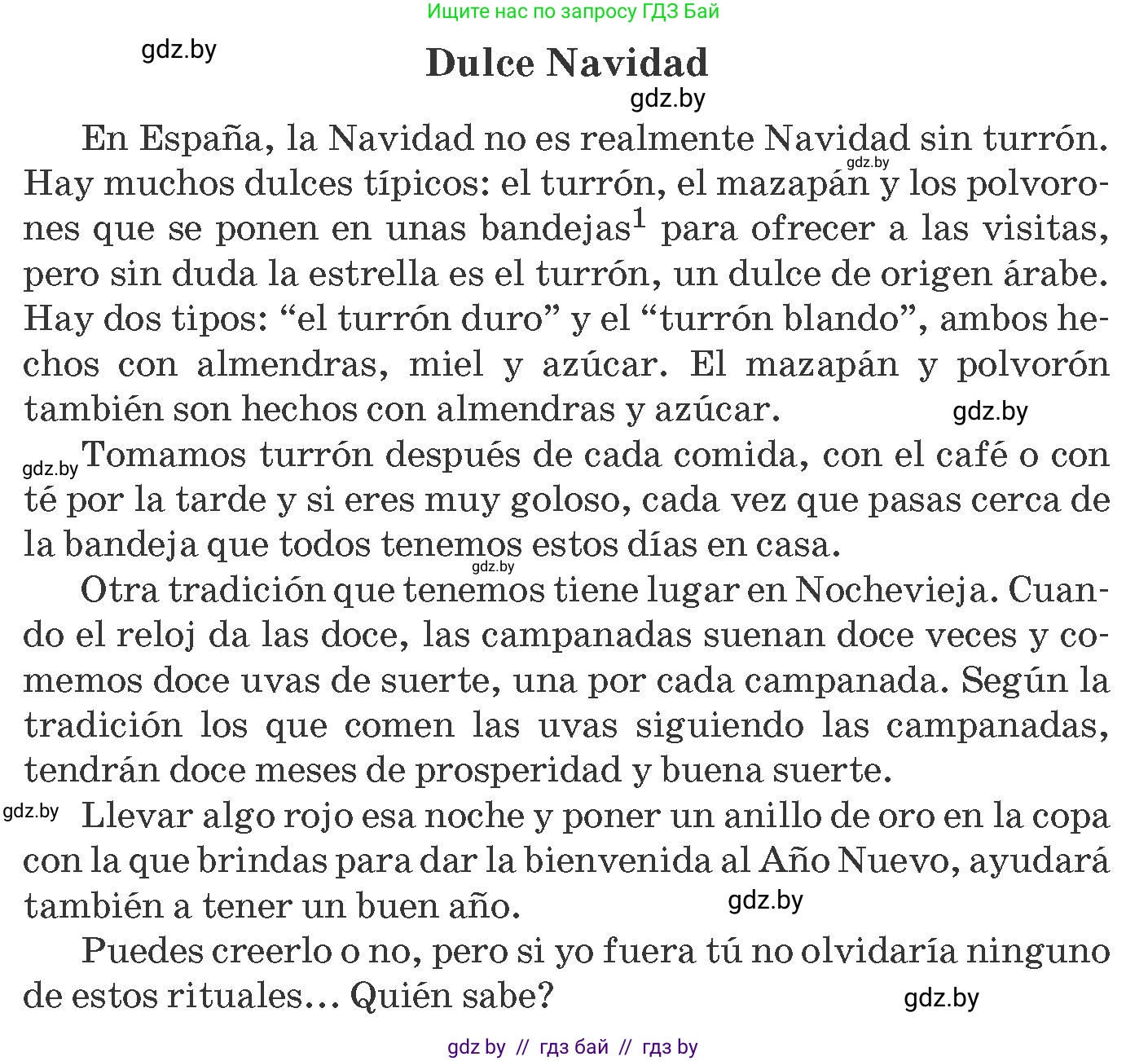 Испанский язык, 8 класс Учебник, автор: Гриневич Елена Карловна, издательство Вышэйшая школа, Минск, 2011, оранжевого цвета, страница 195, номер 1, Условие (продолжение 2)