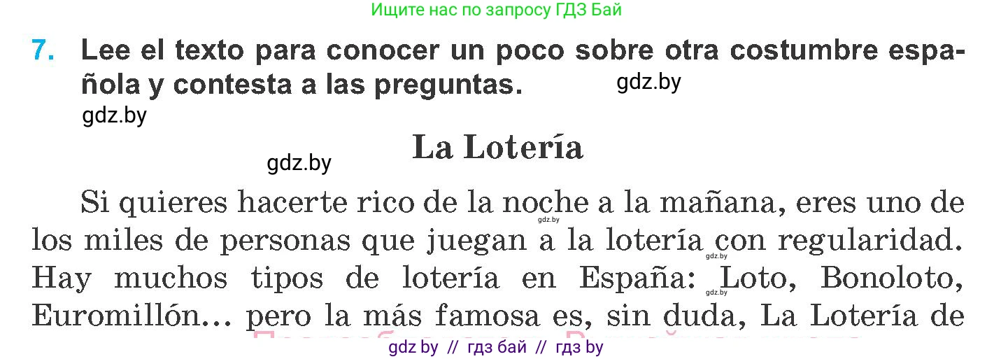 Испанский язык, 8 класс Учебник, автор: Гриневич Елена Карловна, издательство Вышэйшая школа, Минск, 2011, оранжевого цвета, страница 199, номер 7, Условие
