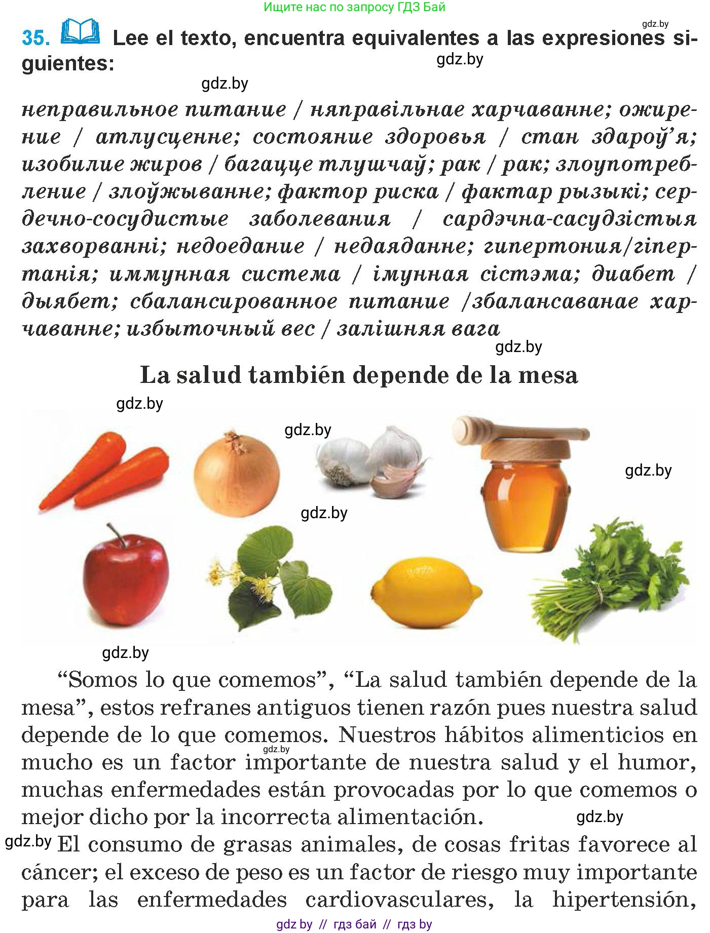 Испанский язык, 9 класс Учебник, авторы: Гриневич Елена Карловна, Янукенас Ольга Викторовна, издательство Вышэйшая школа, Минск, 2020, оранжевого цвета, страница 21, номер 35, Условие