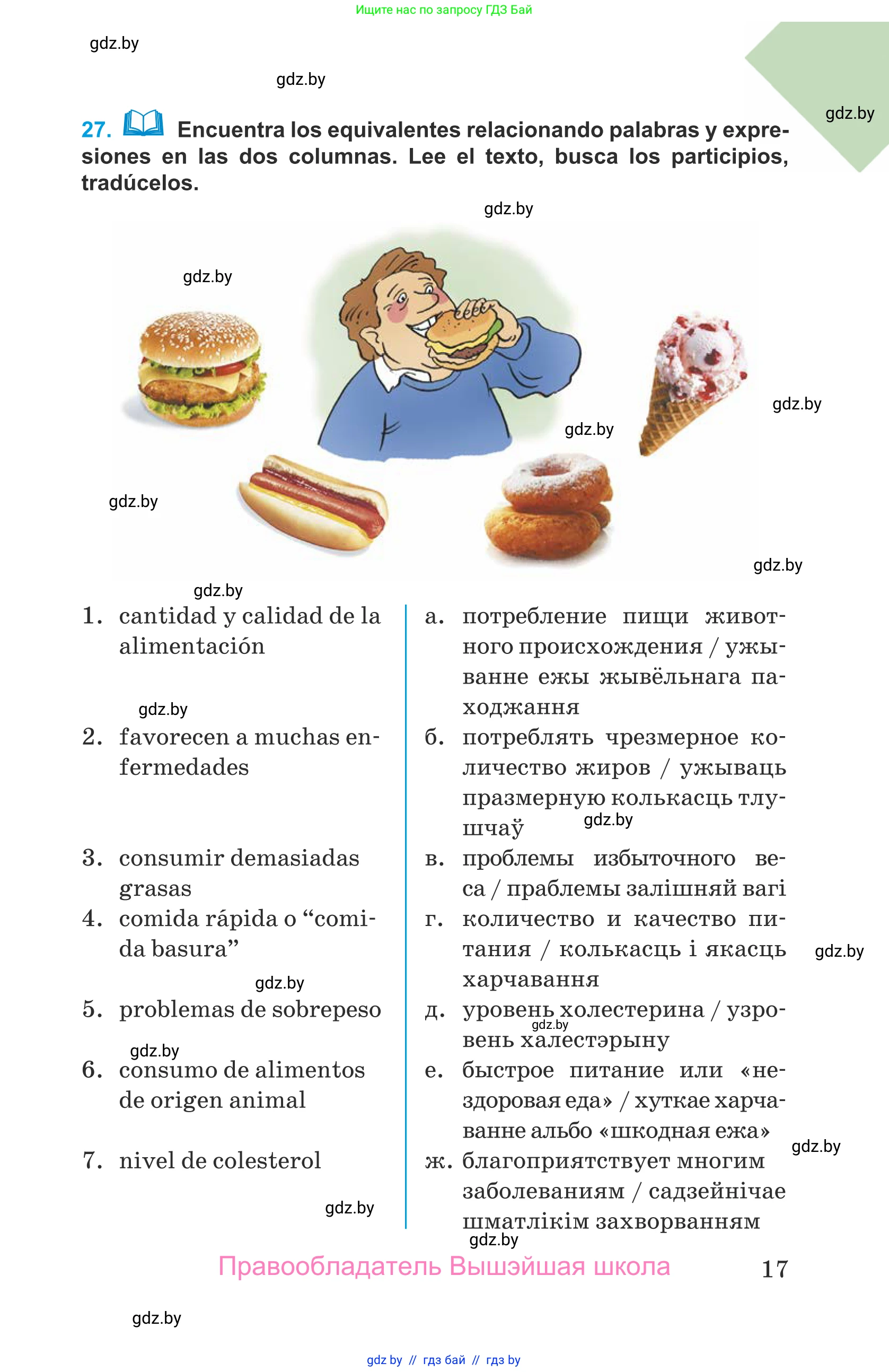 Испанский язык, 9 класс Учебник, авторы: Гриневич Елена Карловна, Янукенас Ольга Викторовна, издательство Вышэйшая школа, Минск, 2020, оранжевого цвета, страница 17