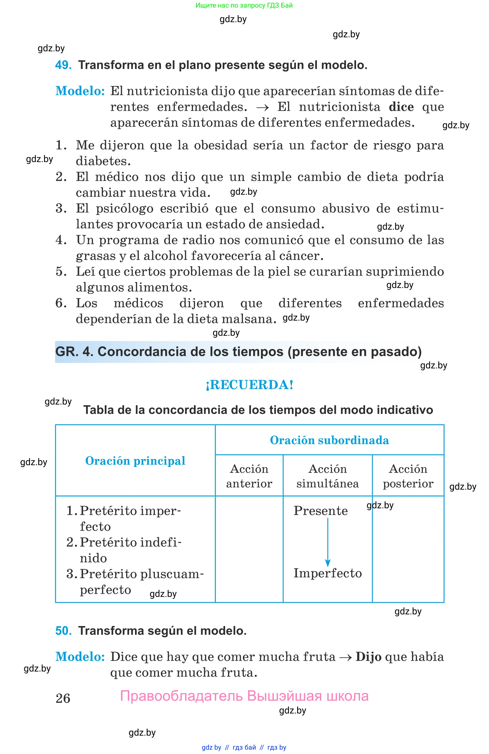 Испанский язык, 9 класс Учебник, авторы: Гриневич Елена Карловна, Янукенас Ольга Викторовна, издательство Вышэйшая школа, Минск, 2020, оранжевого цвета, страница 26