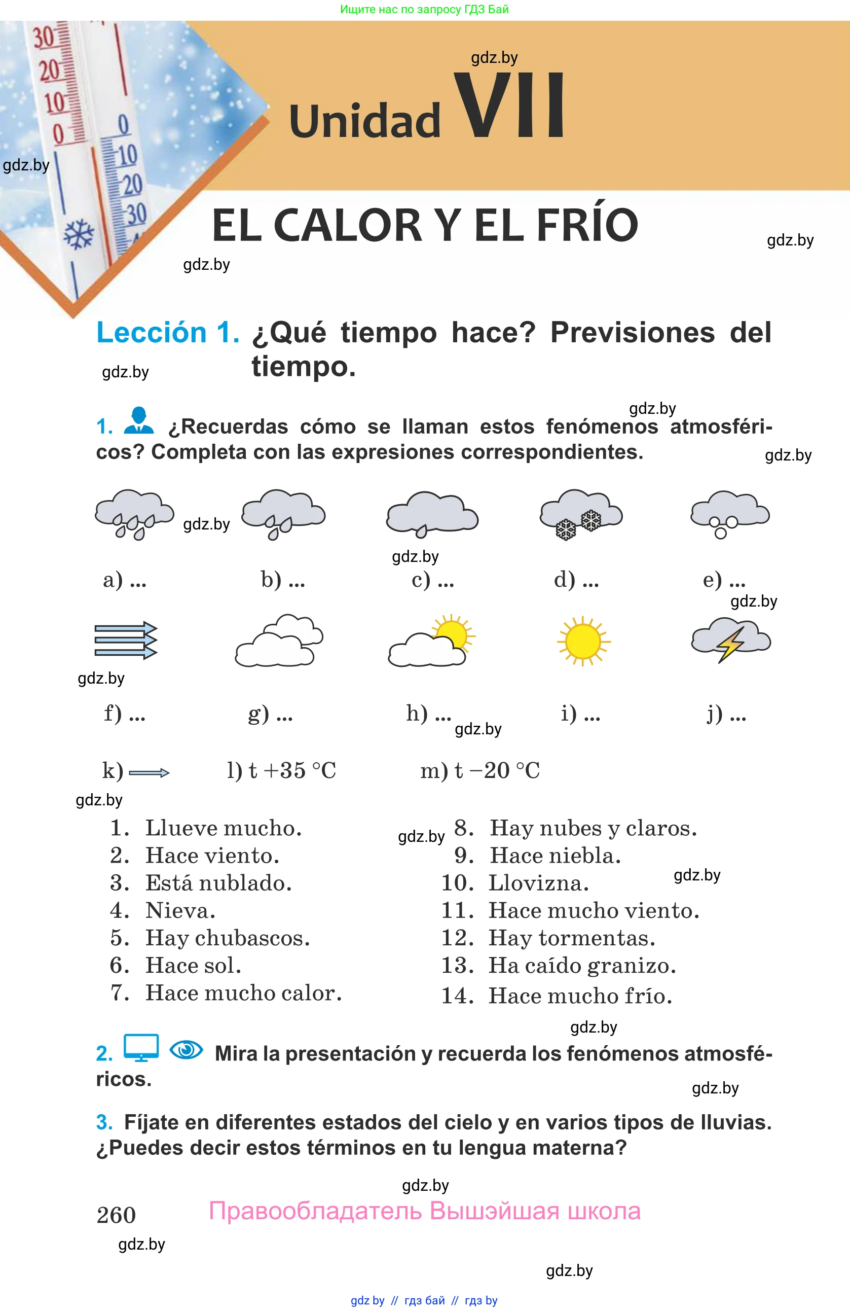 Испанский язык, 9 класс Учебник, авторы: Гриневич Елена Карловна, Янукенас Ольга Викторовна, издательство Вышэйшая школа, Минск, 2020, оранжевого цвета, страница 260