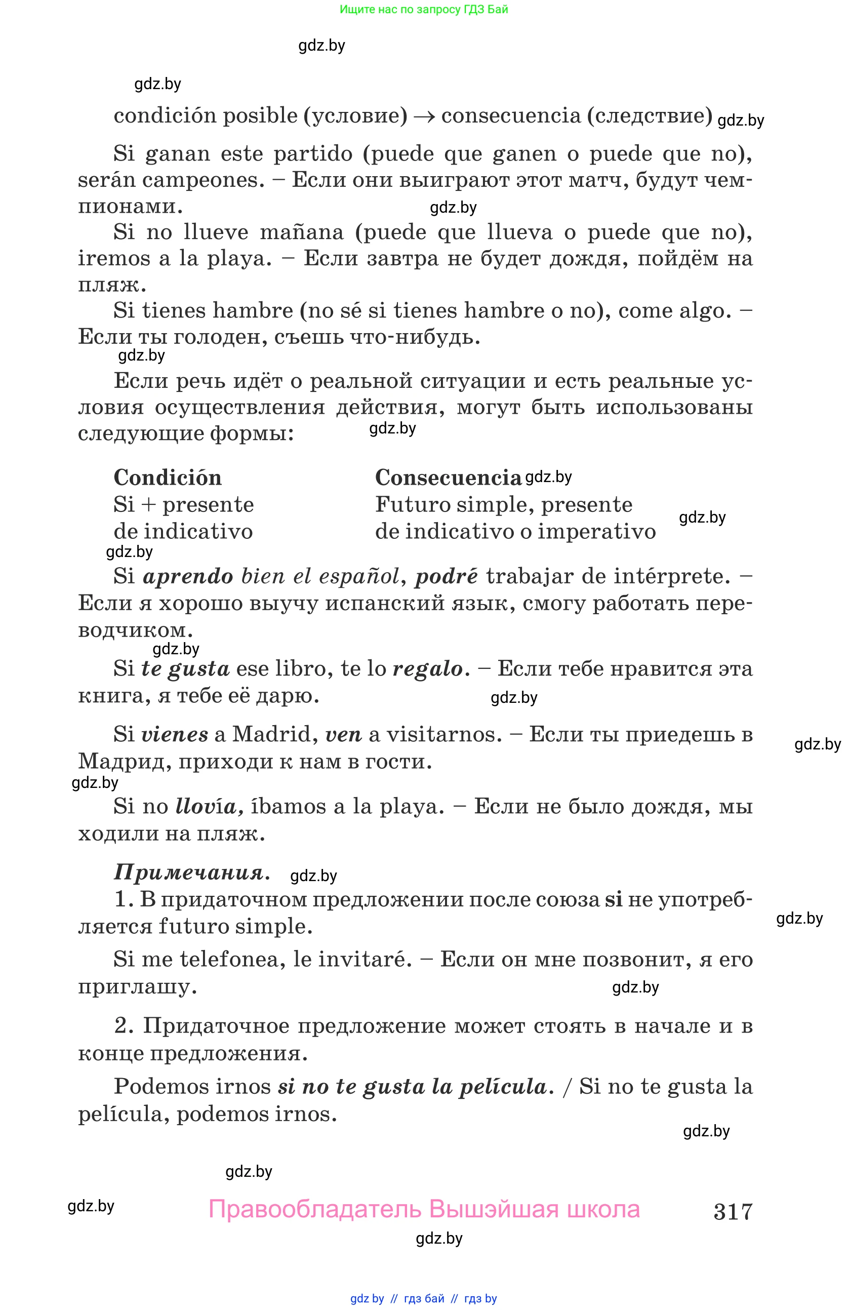 Испанский язык, 9 класс Учебник, авторы: Гриневич Елена Карловна, Янукенас Ольга Викторовна, издательство Вышэйшая школа, Минск, 2020, оранжевого цвета, страница 317