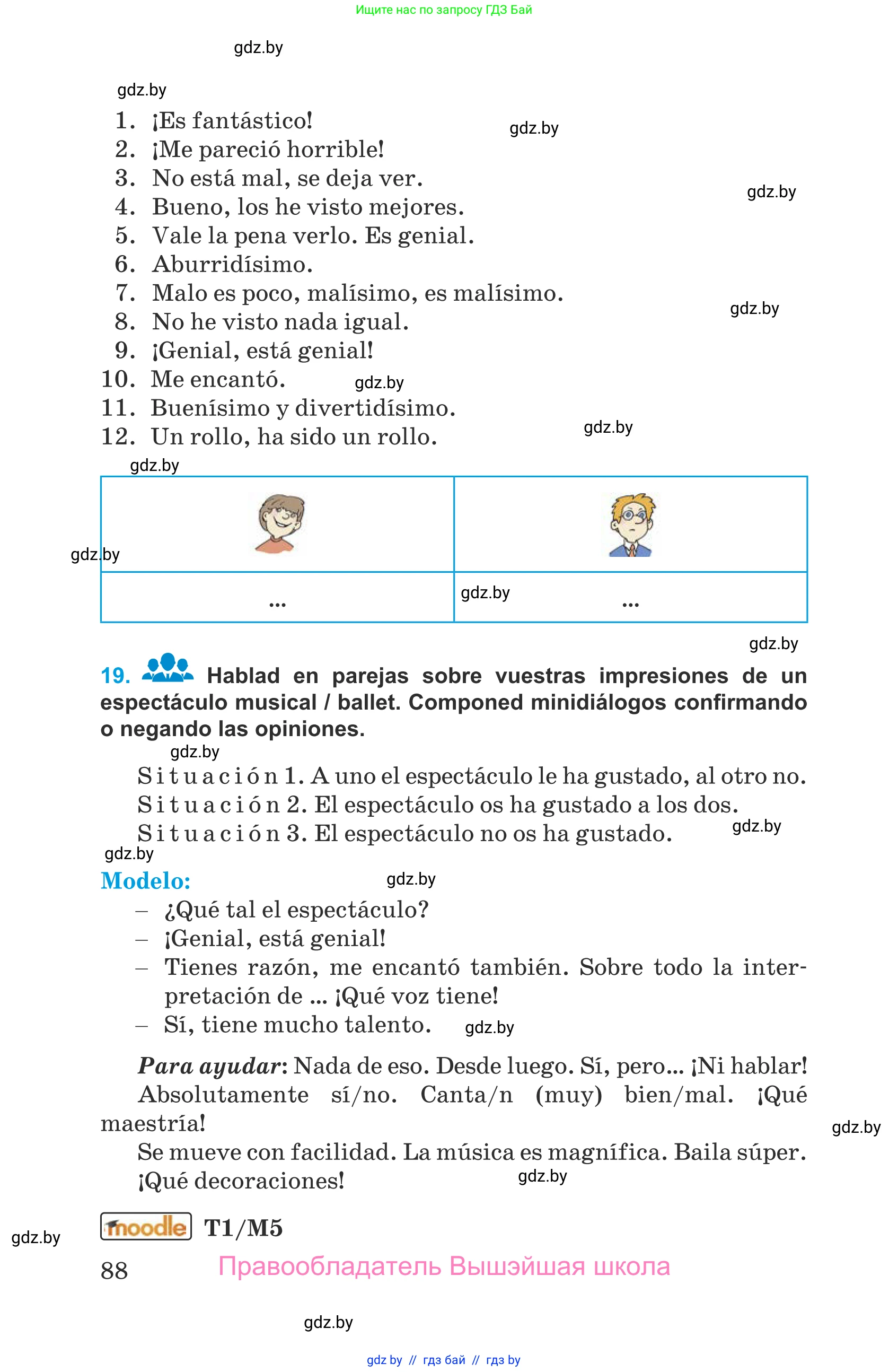 Испанский язык, 9 класс Учебник, авторы: Гриневич Елена Карловна, Янукенас Ольга Викторовна, издательство Вышэйшая школа, Минск, 2020, оранжевого цвета, страница 88