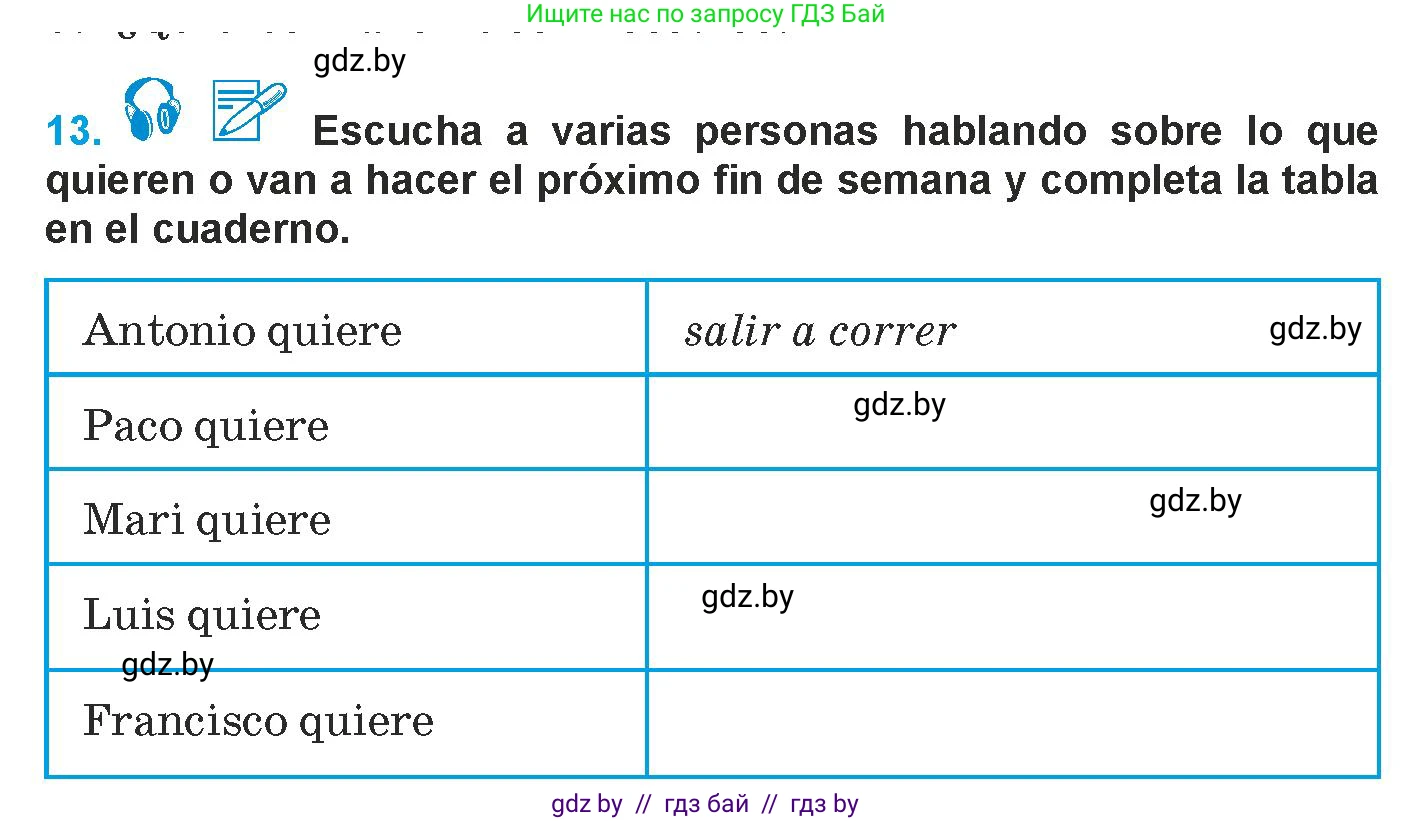 Испанский язык, 9 класс Учебник, авторы: Гриневич Елена Карловна, Янукенас Ольга Викторовна, издательство Вышэйшая школа, Минск, 2020, оранжевого цвета, страница 74, номер 13, Условие