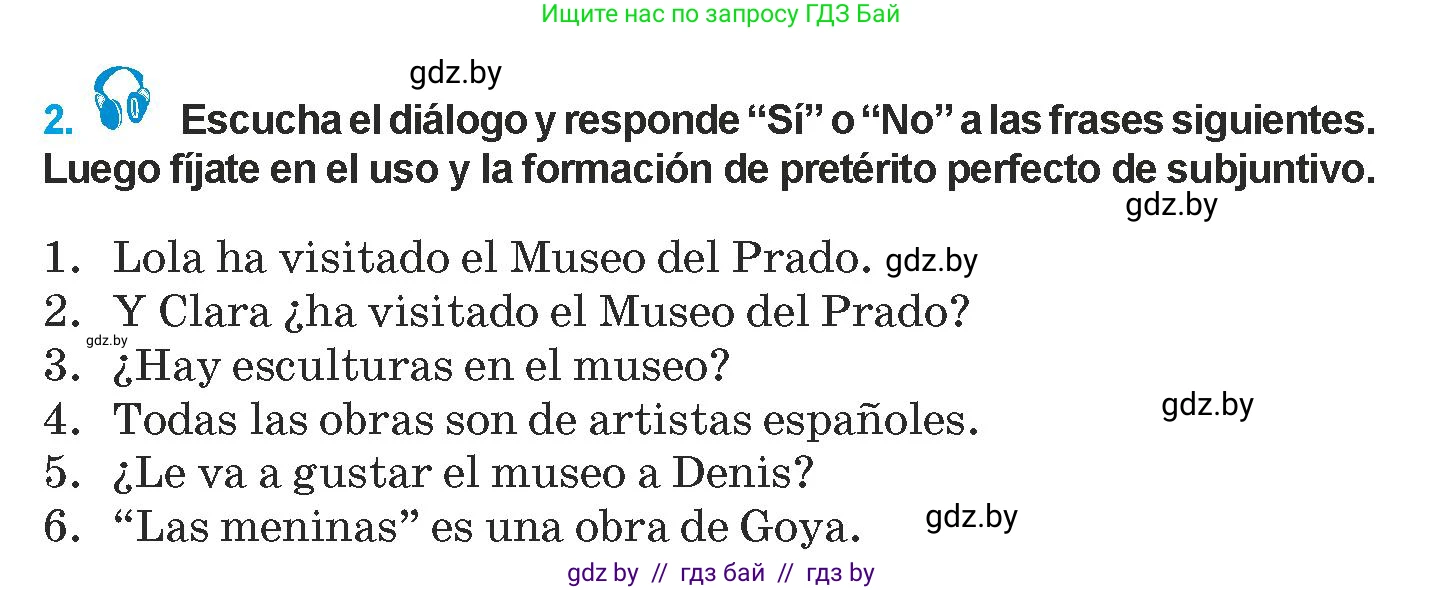 Испанский язык, 9 класс Учебник, авторы: Гриневич Елена Карловна, Янукенас Ольга Викторовна, издательство Вышэйшая школа, Минск, 2020, оранжевого цвета, страница 91, номер 2, Условие