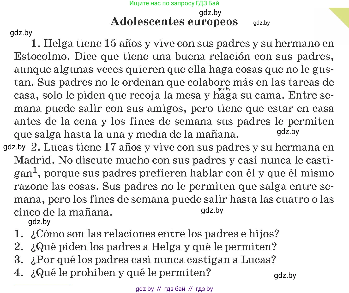 Испанский язык, 9 класс Учебник, авторы: Гриневич Елена Карловна, Янукенас Ольга Викторовна, издательство Вышэйшая школа, Минск, 2020, оранжевого цвета, страница 152, номер 9, Условие (продолжение 2)