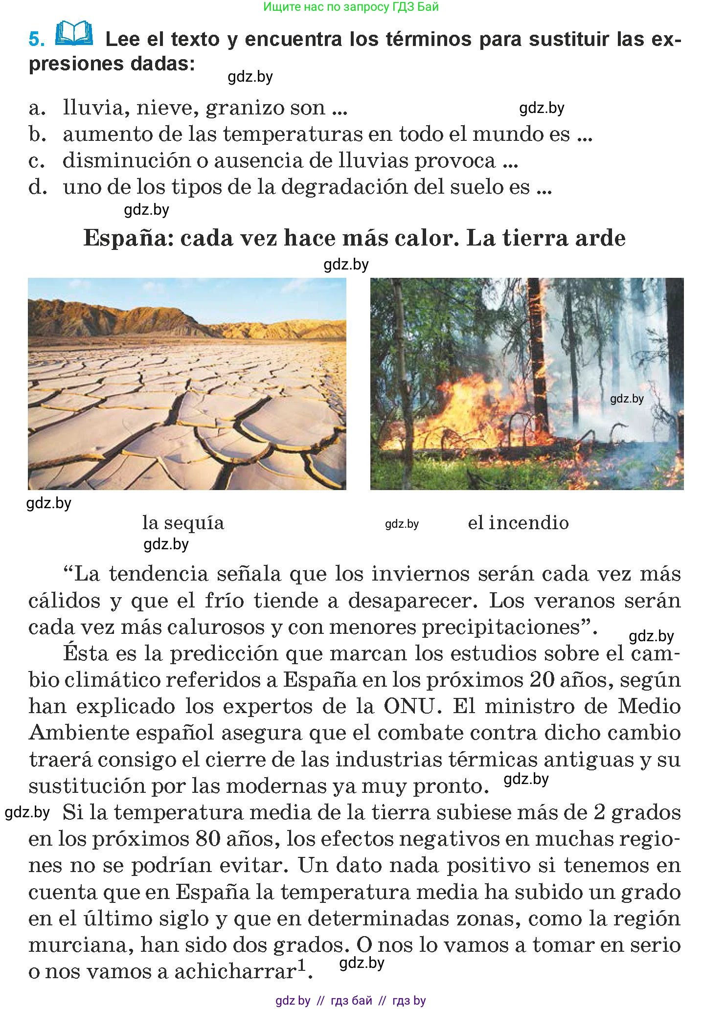 Испанский язык, 9 класс Учебник, авторы: Гриневич Елена Карловна, Янукенас Ольга Викторовна, издательство Вышэйшая школа, Минск, 2020, оранжевого цвета, страница 289, номер 5, Условие