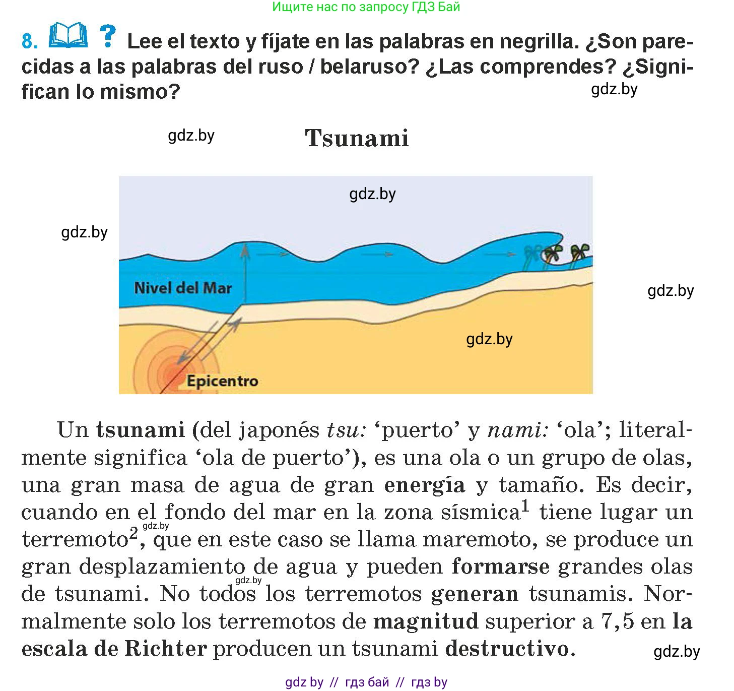 Испанский язык, 9 класс Учебник, авторы: Гриневич Елена Карловна, Янукенас Ольга Викторовна, издательство Вышэйшая школа, Минск, 2020, оранжевого цвета, страница 291, номер 8, Условие