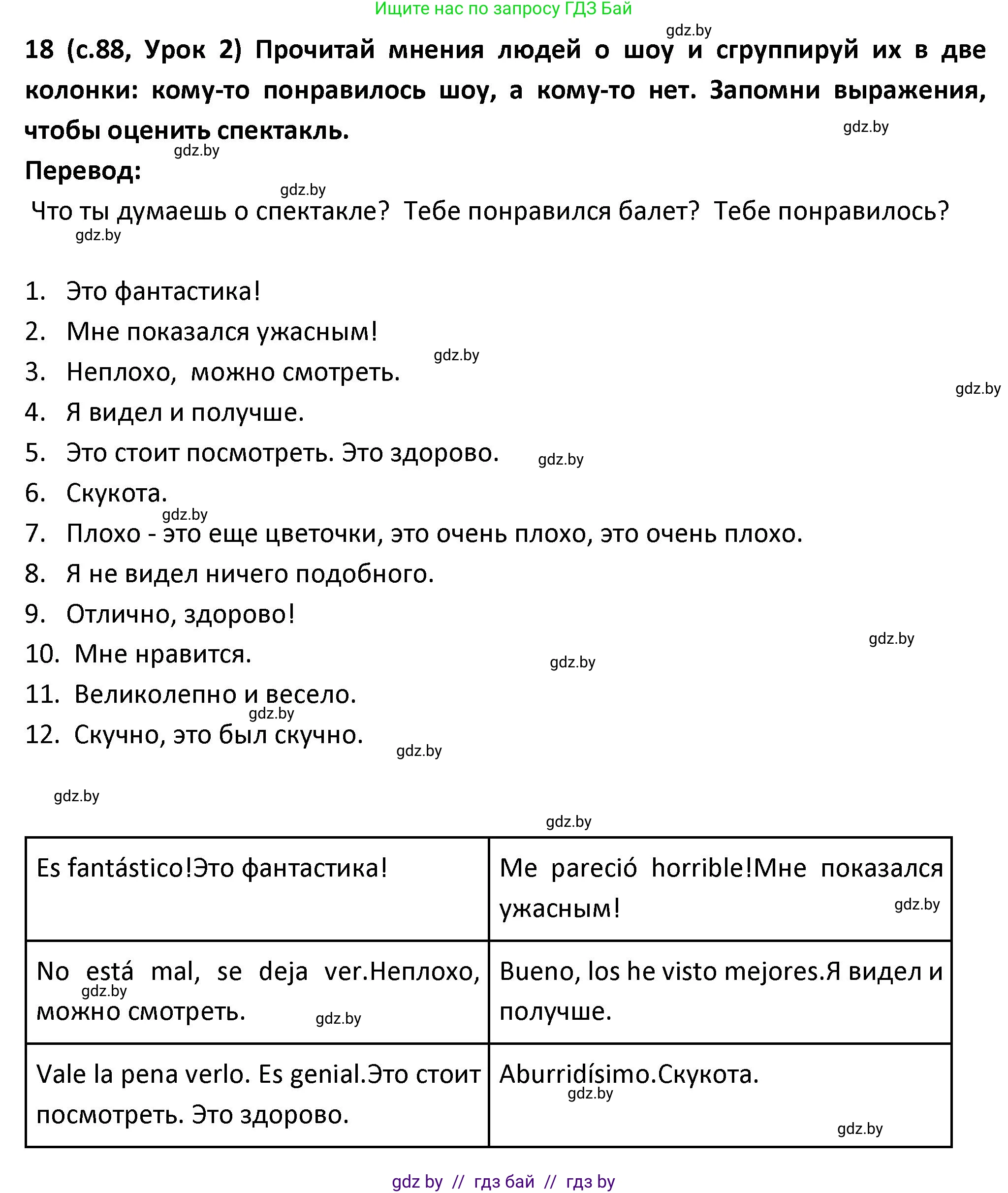 Испанский язык, 9 класс Учебник, авторы: Гриневич Елена Карловна, Янукенас Ольга Викторовна, издательство Вышэйшая школа, Минск, 2020, оранжевого цвета, страница 87, номер 18, Решение