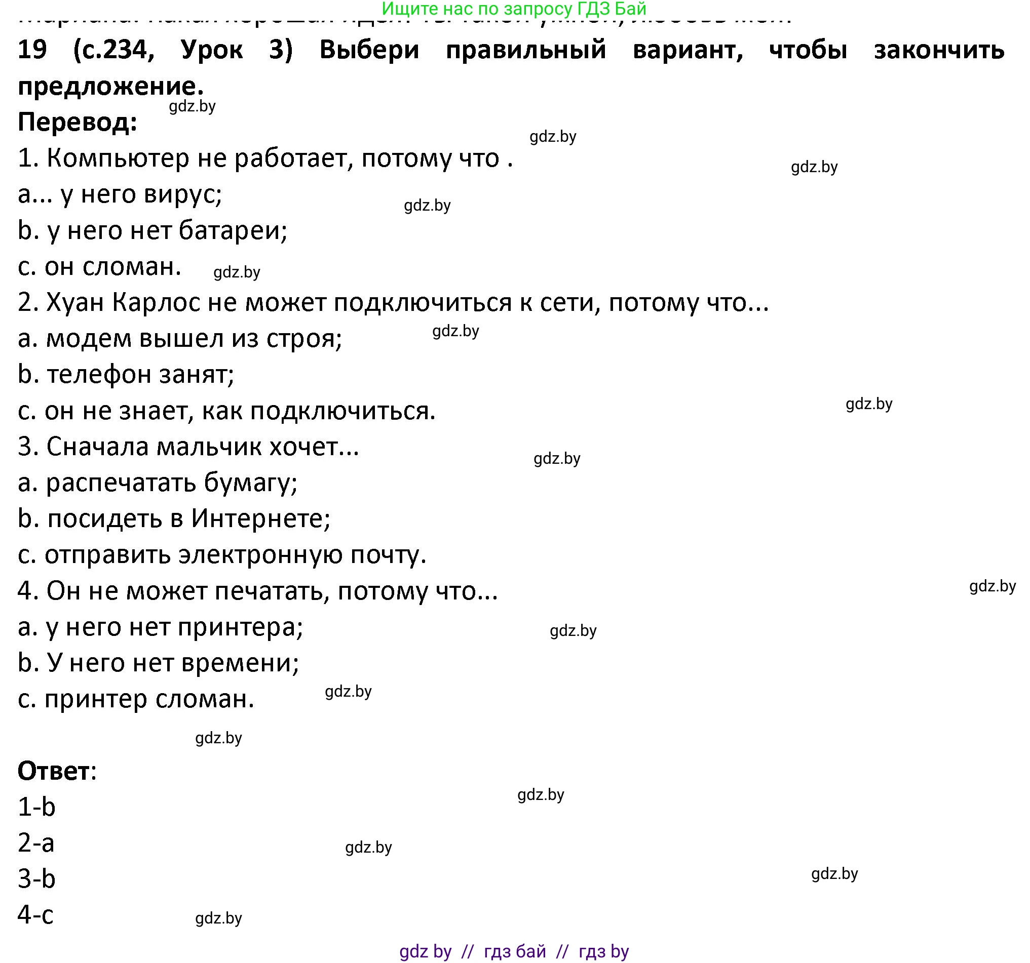 Испанский язык, 9 класс Учебник, авторы: Гриневич Елена Карловна, Янукенас Ольга Викторовна, издательство Вышэйшая школа, Минск, 2020, оранжевого цвета, страница 234, номер 19, Решение