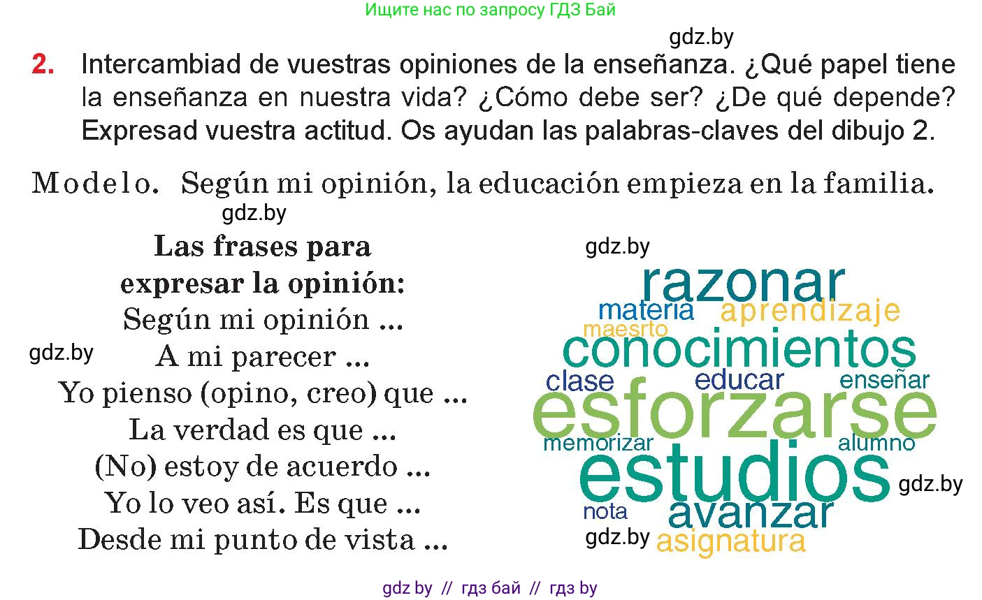 Испанский язык, 10 класс Учебник, авторы: Цыбулева Татьяна Эдуардовна, Пушкина Ольга Александровна, Карпиевич Галина Константиновна, издательство Издательский центр БГУ, Минск, 2019, оранжевого цвета, страница 5, номер 2, Условие