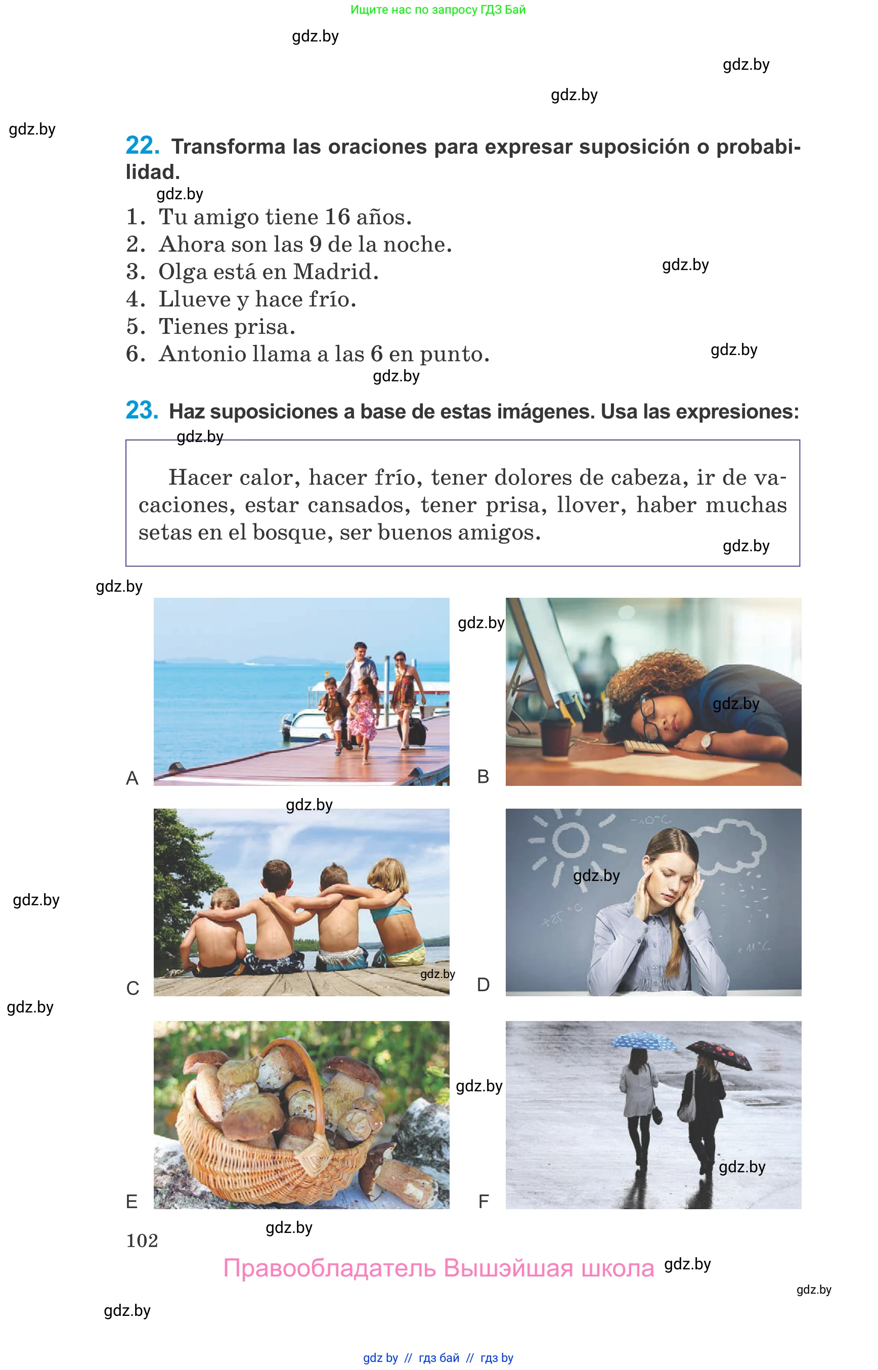 Испанский язык, 10 класс Учебник, авторы: Гриневич Елена Карловна, Янукенас Ольга Викторовна, издательство Вышэйшая школа, Минск, 2019, оранжевого цвета, страница 102