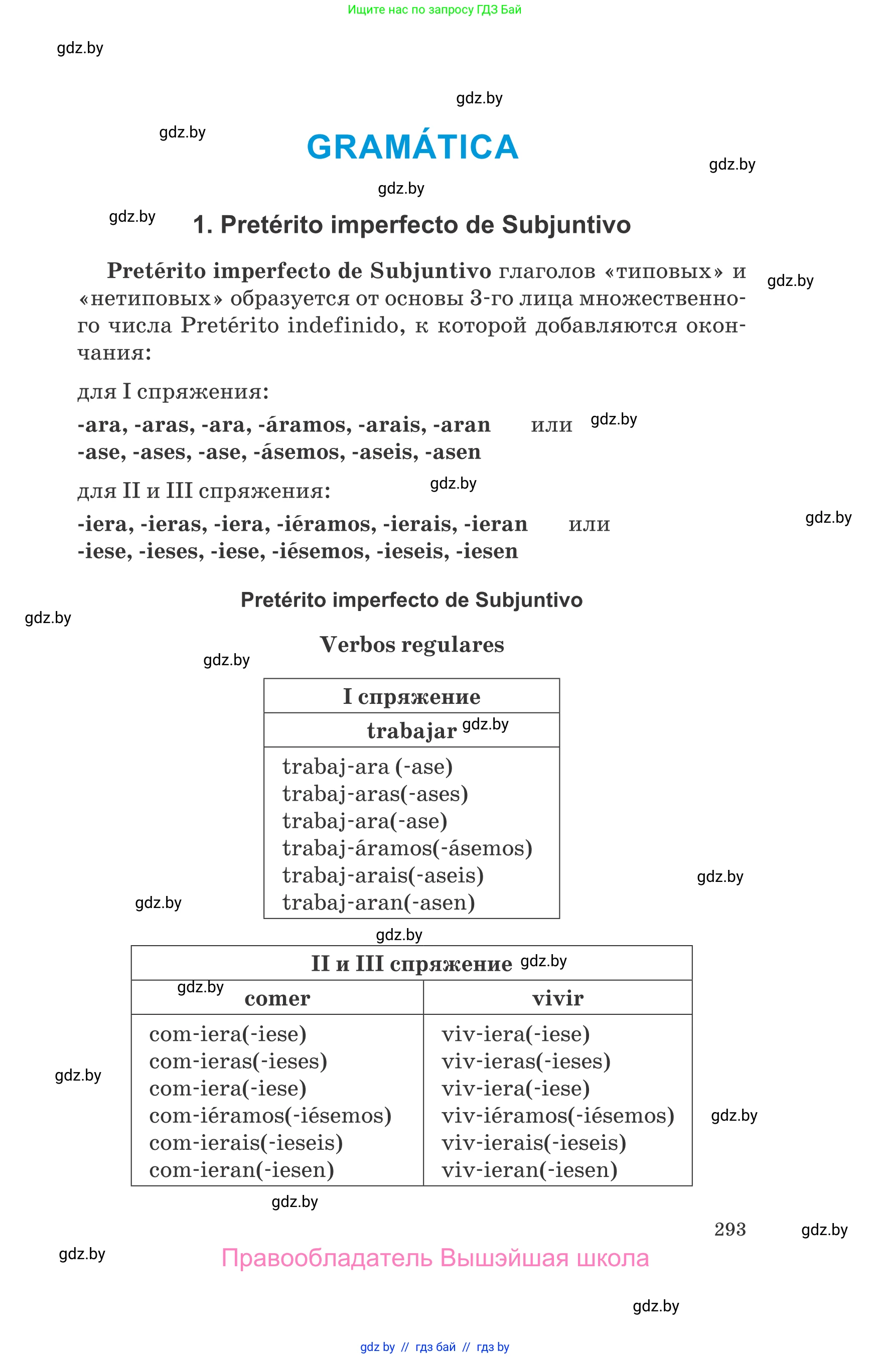 Испанский язык, 10 класс Учебник, авторы: Гриневич Елена Карловна, Янукенас Ольга Викторовна, издательство Вышэйшая школа, Минск, 2019, оранжевого цвета, страница 293