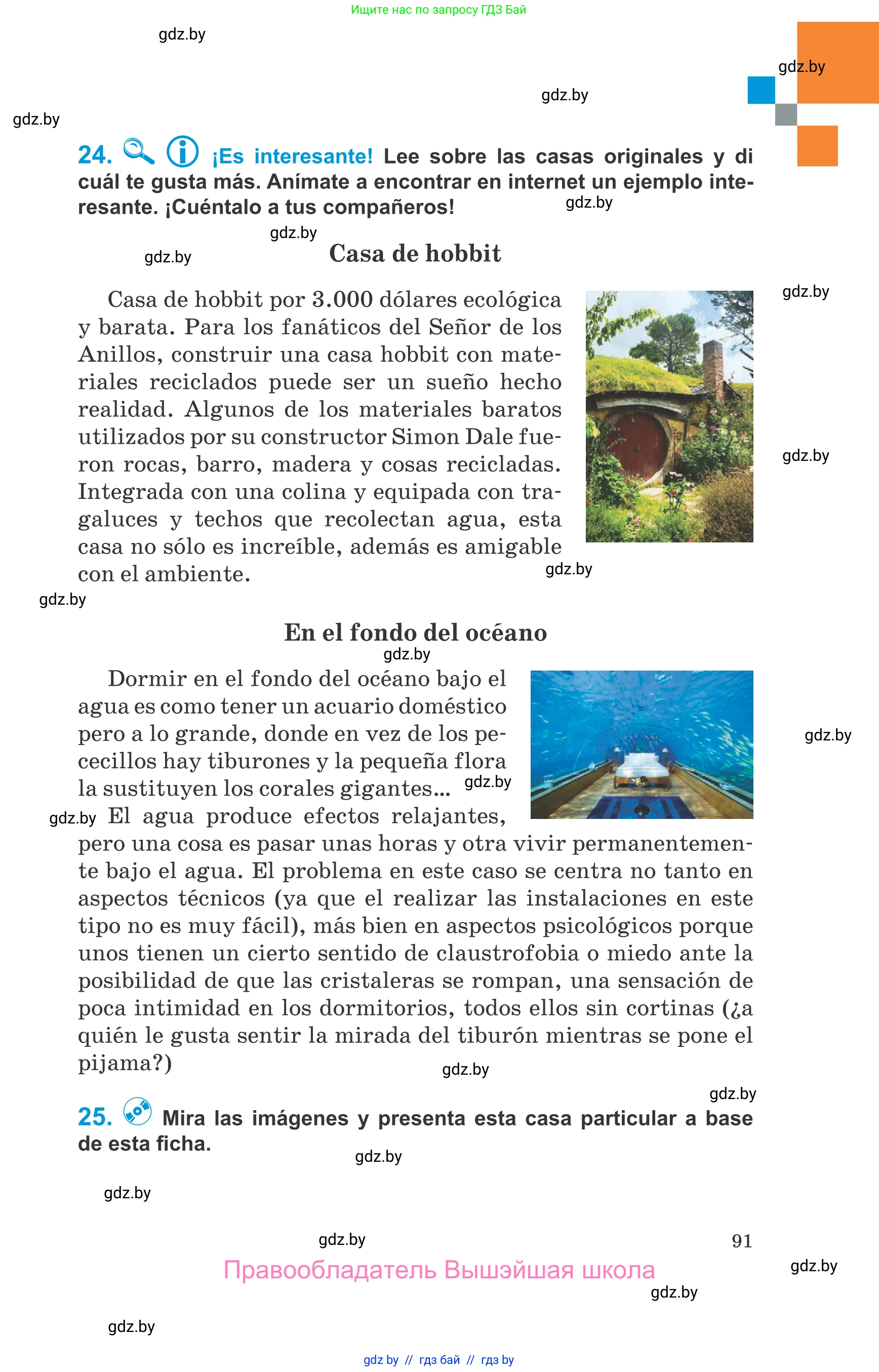 Испанский язык, 10 класс Учебник, авторы: Гриневич Елена Карловна, Янукенас Ольга Викторовна, издательство Вышэйшая школа, Минск, 2019, оранжевого цвета, страница 91