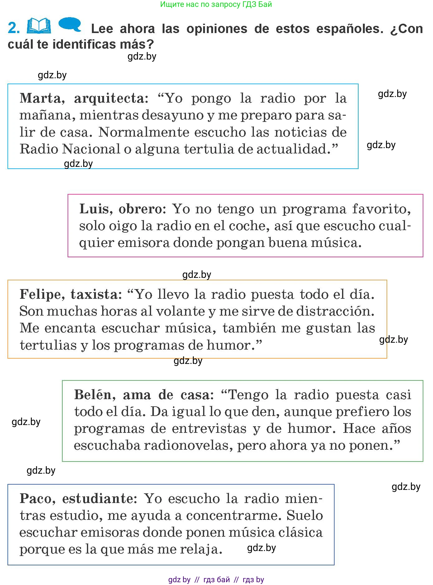 Испанский язык, 10 класс Учебник, авторы: Гриневич Елена Карловна, Янукенас Ольга Викторовна, издательство Вышэйшая школа, Минск, 2019, оранжевого цвета, страница 188, номер 2, Условие