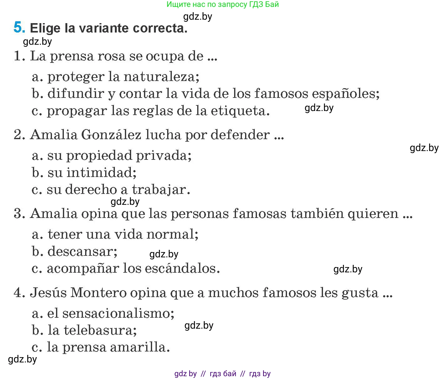 Испанский язык, 10 класс Учебник, авторы: Гриневич Елена Карловна, Янукенас Ольга Викторовна, издательство Вышэйшая школа, Минск, 2019, оранжевого цвета, страница 207, номер 5, Условие