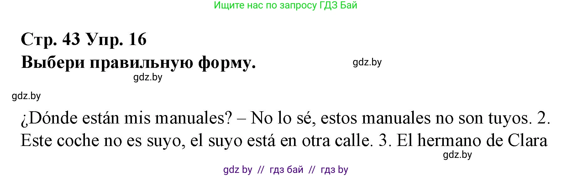 Испанский язык, 10 класс Учебник, авторы: Гриневич Елена Карловна, Янукенас Ольга Викторовна, издательство Вышэйшая школа, Минск, 2019, оранжевого цвета, страница 43, номер 16, Решение