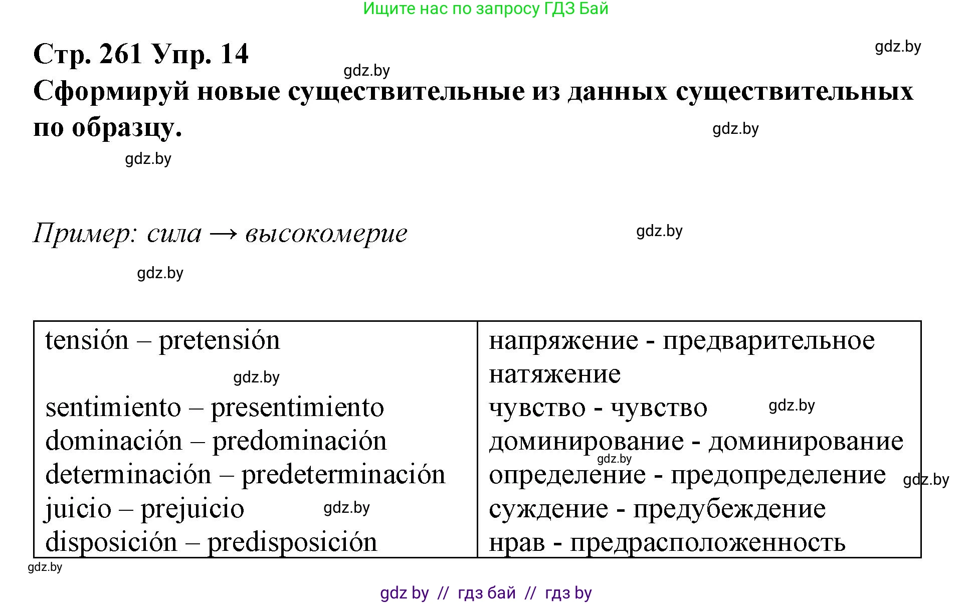 Испанский язык, 10 класс Учебник, авторы: Гриневич Елена Карловна, Янукенас Ольга Викторовна, издательство Вышэйшая школа, Минск, 2019, оранжевого цвета, страница 261, номер 14, Решение